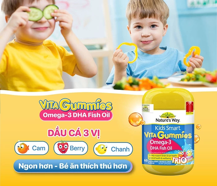 Nature's Way Kids Smart Vita Gummies Omega-3 DHA Fish Oil dành cho trẻ trên 2 tuổi
