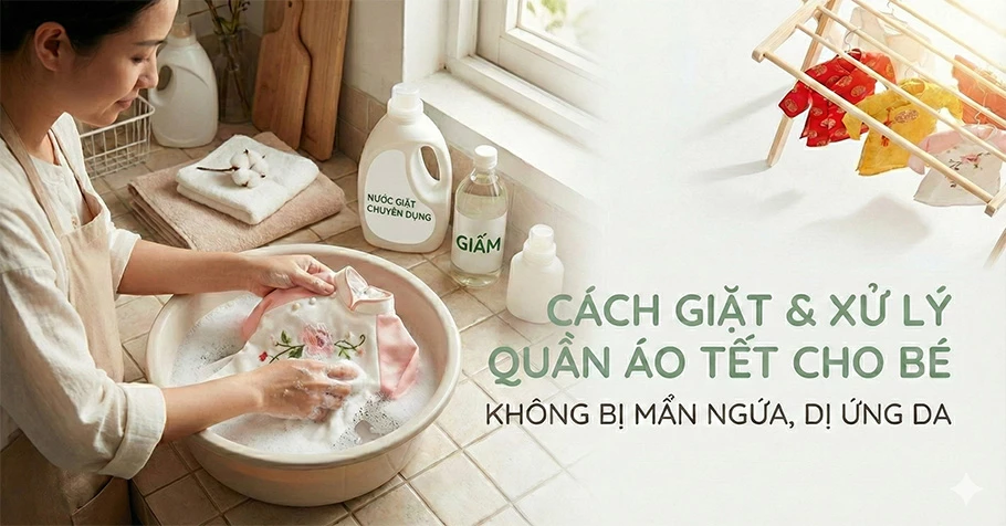 Cách giặt và xử lý quần áo diện Tết để bé không bị mẩn ngứa, dị ứng da