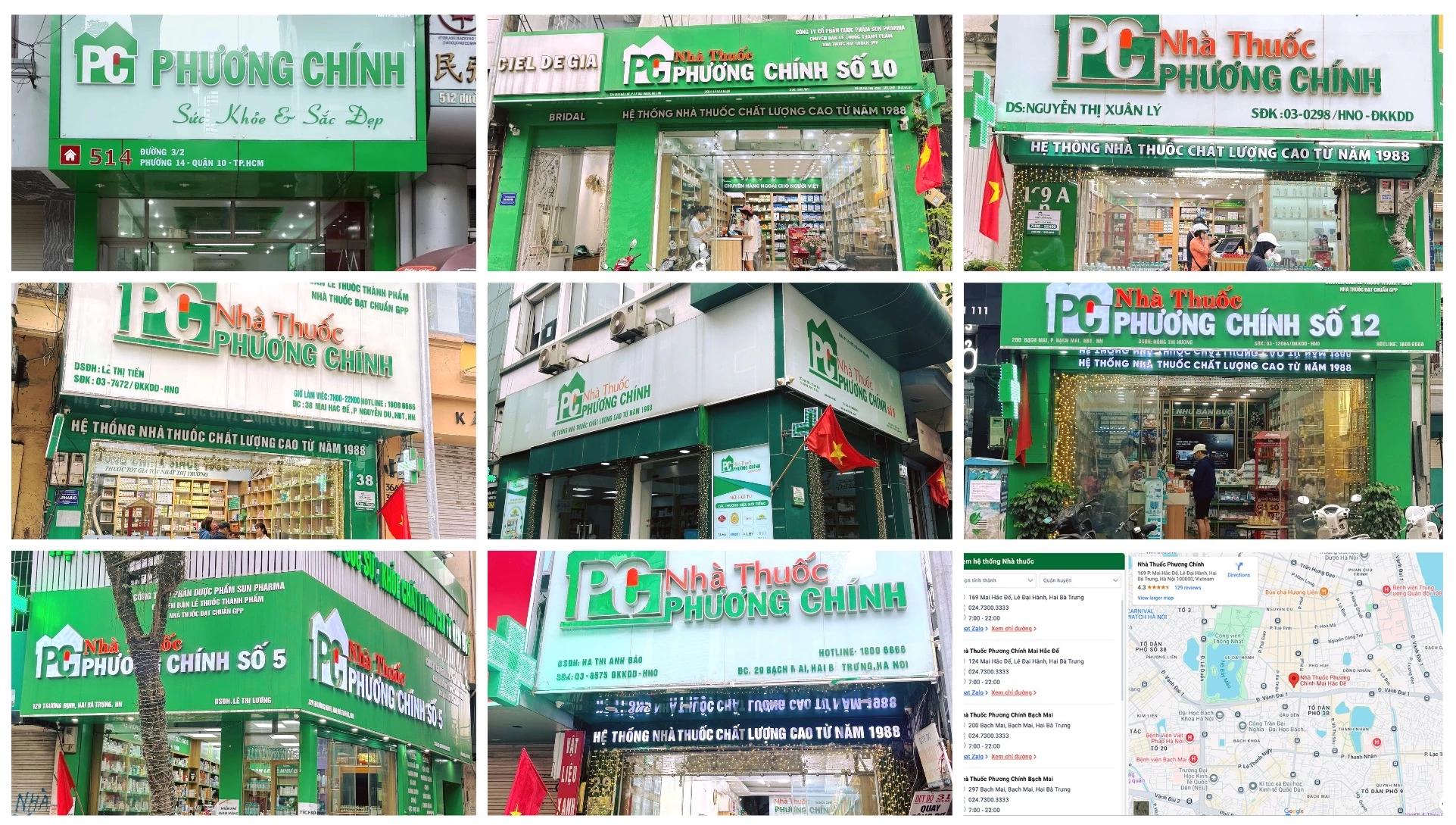 Danh sách hệ thống Nhà Thuốc Phương Chính tại Hà Nội và TP. Hồ Chí Minh