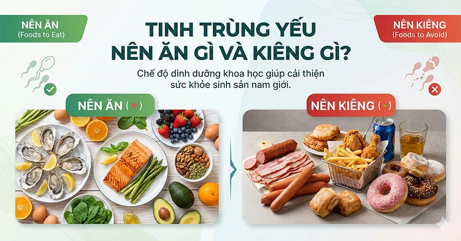 Tinh trùng yếu nên ăn gì và kiêng gì?