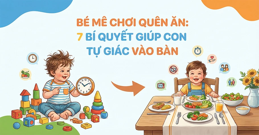Bé mê chơi quên ăn: 7 bí quyết giúp con tự giác vào bàn