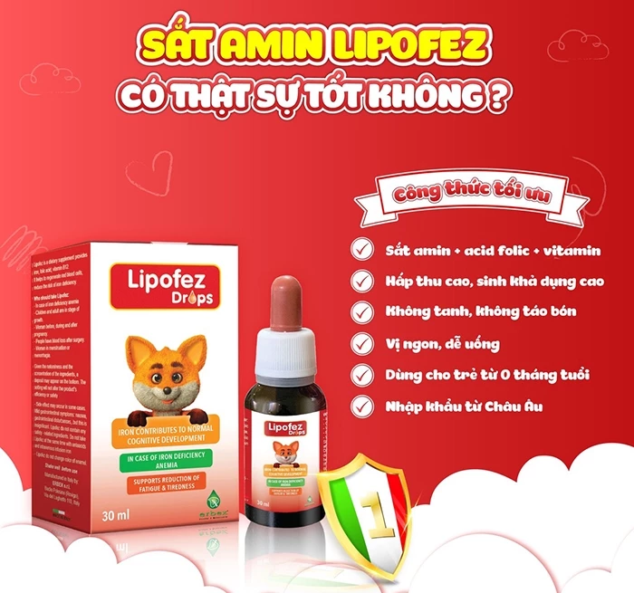 Sắt hữu cơ cho bé Lipofez Drops