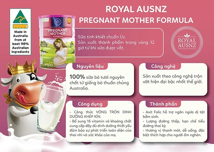Sữa bầu tăng cân cho thai nhi Royal Ausnz Pregnant Mother Formula