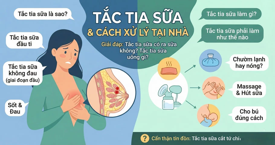 Tắc tia sữa phải làm như thế nào? Giải đáp từ A-Z dấu hiệu và cách xử lý an toàn