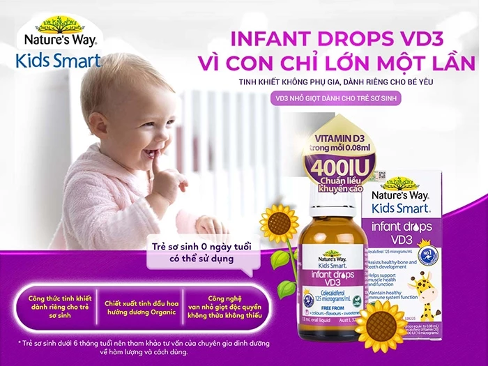 Vitamin D3 thuần Nature's Way Kids Smart Infant Drops VD3