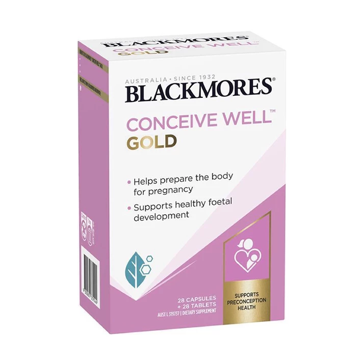Blackmores Conceive Well Gold hỗ trợ tăng khả năng đậu thai tự nhiên.