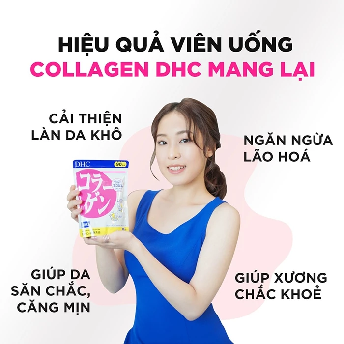 Viên uống Collagen DHC hỗ trợ chăm sóc sức khỏe làn da.
