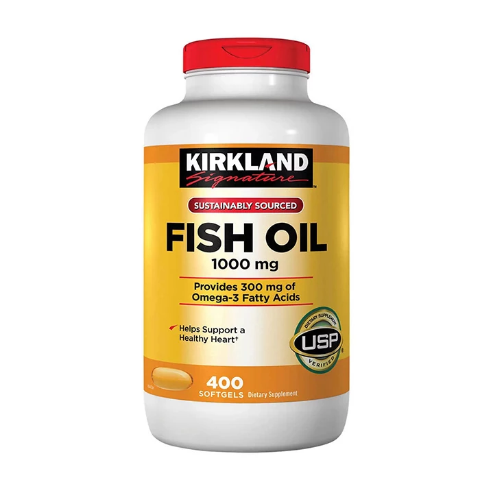 Kirkland omega 3 fish oil 1000mg thực phẩm chức năng có nguồn gốc từ Mỹ.