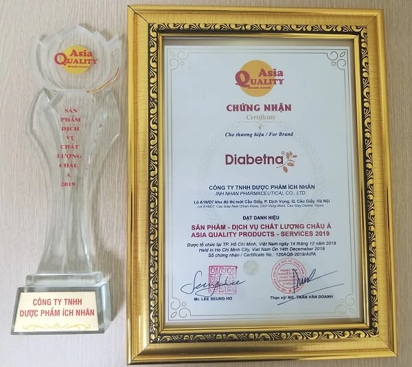 Diabetna vinh dự nhận giải thưởng sản phẩm chất lượng Châu Á.