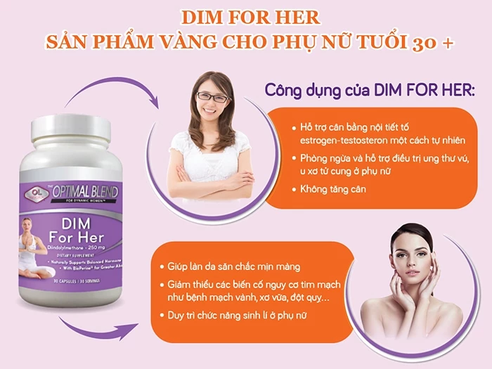 Dim For Her hỗ trợ cân bằng nội tiết tố một cách tự nhiên và duy trì chức năng sinh lý nữ