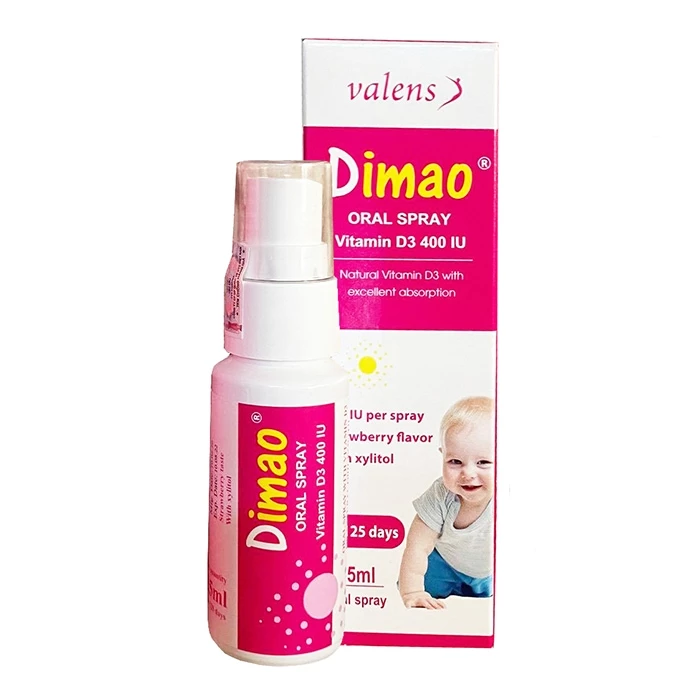Dimao là sản phẩm bổ sung Vitamin D3 dạng xịt giúp trẻ hấp thu nhanh hơn.