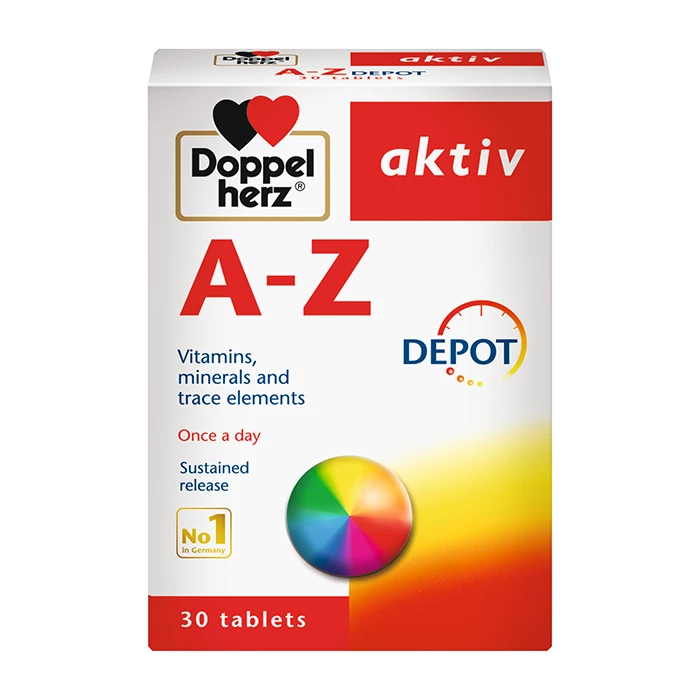 Doppelherz Aktiv A-Z Depot bổ sung vitamin thiết yếu cho người cao tuổi.