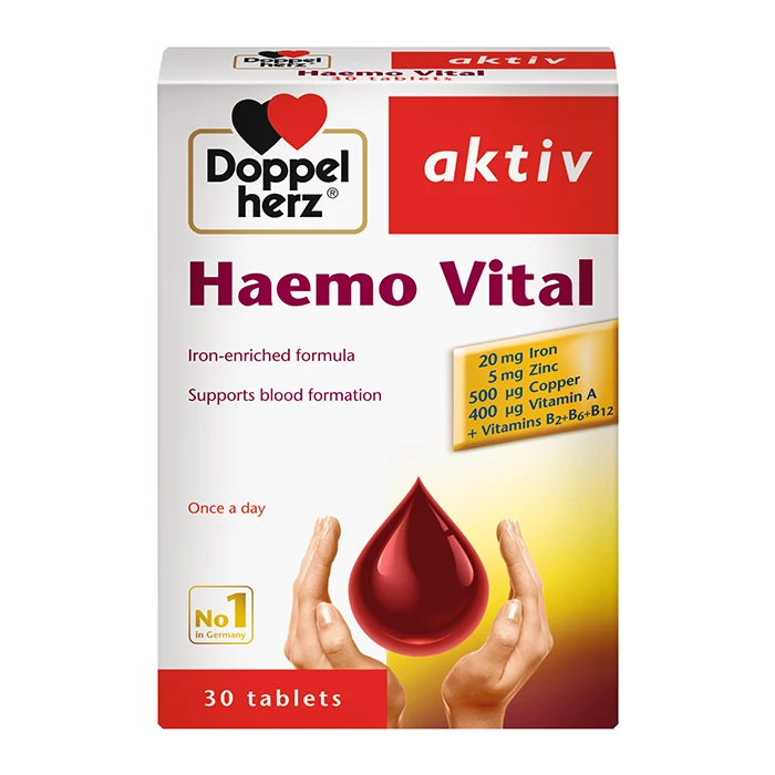 Haemo Vital Doppelherz giúp bổ sung sắt và các vitamin thiết yếu cho bà bầu và sau sinh.