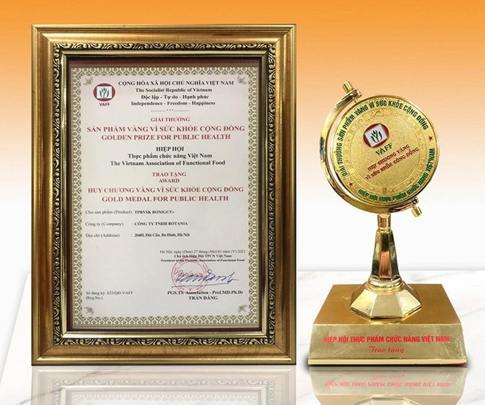 BoniGut vinh dự được nhận giải thưởng sản phẩm vàng vì sức khỏe cộng đồng