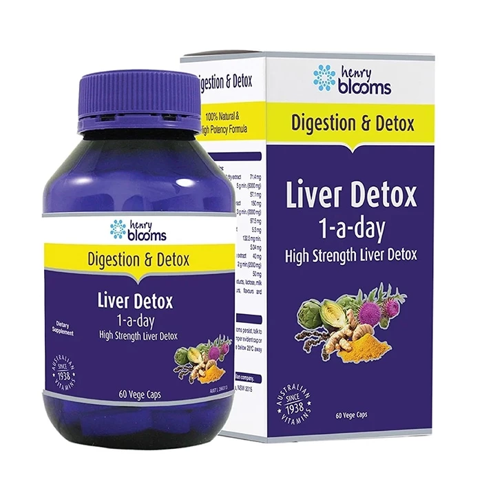 Henry Blooms Liver Detox 1-A-Day hỗ trợ tăng cường chức năng gan.