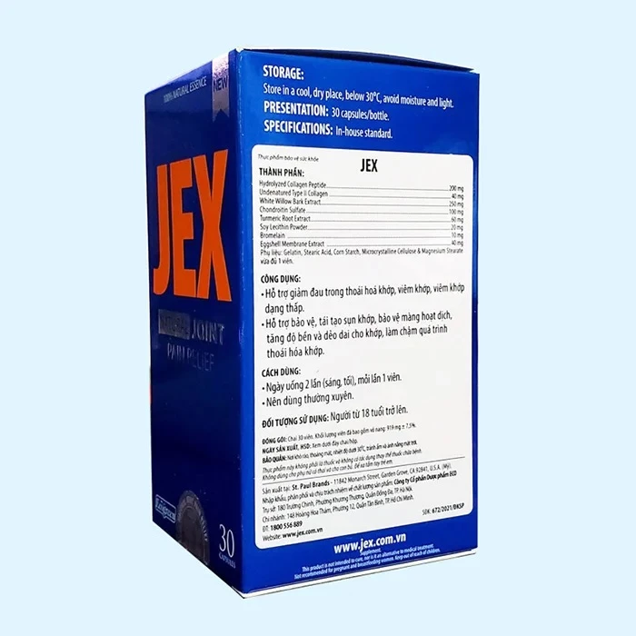 Jex Natural Joint Pain Relief nhập khẩu chính hãng phải có nhãn phụ tiếng Việt kèm theo.