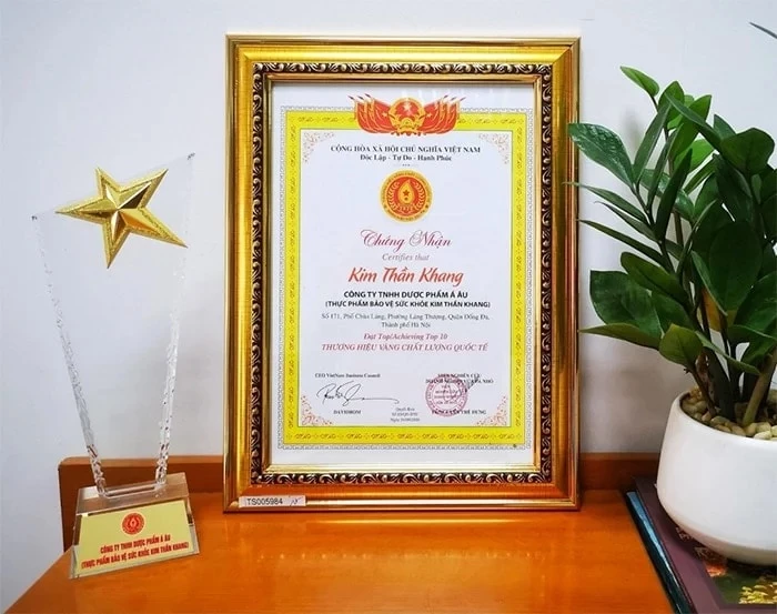 Kim Thần Khang được chứng nhận Thương hiệu vàng chất lượng quốc tế