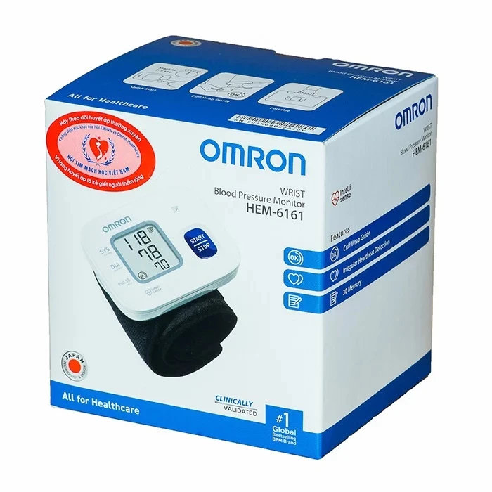 Máy đo huyết áp Omron Hem 6161 là máy đo cổ tay nhỏ gọn, tiện lợi.