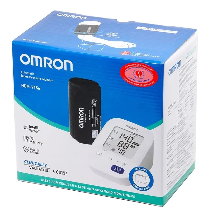 Máy đo huyết áp bắp tay Omron Hem 7156 có bộ nhớ lưu trữ 60 dữ liệu.