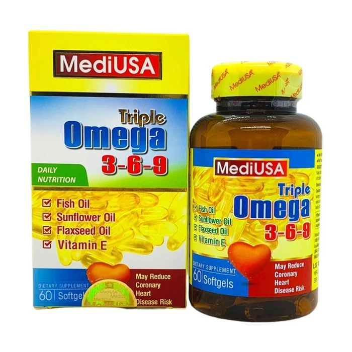 Triple Omega 3-6-9 MediUSA hỗ trợ tăng cường trí não và thị lực.