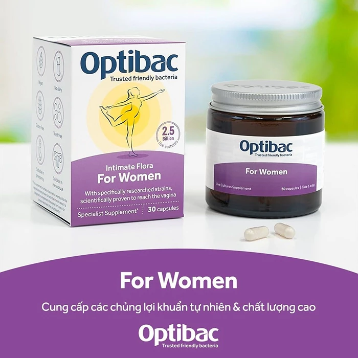 Men vi sinh OptiBac Probiotic hỗ trợ giảm ngứa ngáy vùng kín cho phụ nữ.