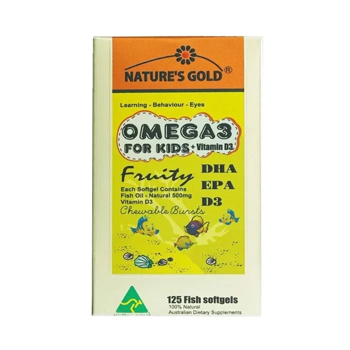 Omega 3 For Kids Nature's Gold giúp bé thông minh, mắt sáng và hệ xương chắc khỏe.