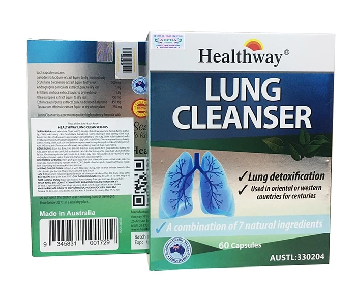 Lung Cleanser nhập khẩu chính hãng có nhãn phụ tiếng Việt kèm theo.