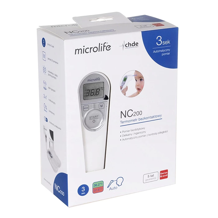 Máy đo nhiệt độ Microlife NC200 dùng để đo trán, môi trường và vật thể.