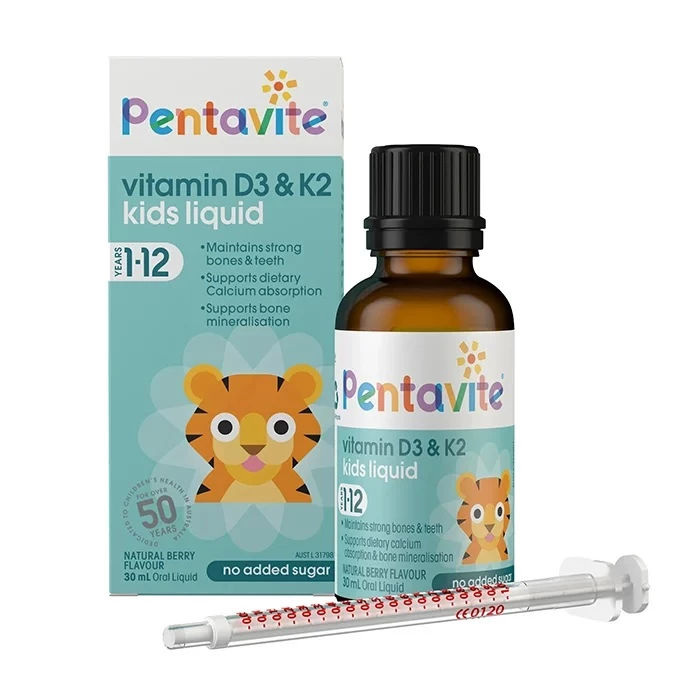 Pentavite Vitamin D3 &K2 Kids Liquid sản phẩm bổ sung vitamin D3 K2 cho trẻ em của Úc.