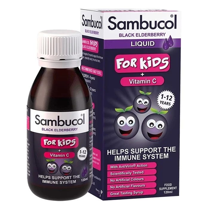 Siro tăng sức đề kháng cho bé Sambucol for kids + vitamin C