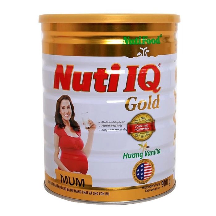 Sữa bầu Nuti IQ Mum Gold giúp phát triển não bộ và thị giác cho bé.