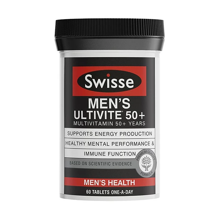 Swisse Men’s Ultivite 50+ vitamin giúp bảo vệ sức khỏe cho nam giới trên 50 tuổi.
