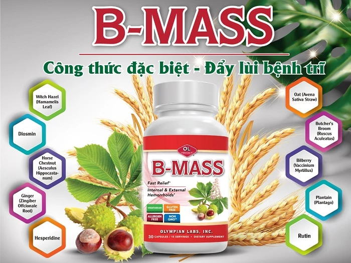 B-Mass được bào chế từ các loại thảo dược tự nhiên có tác dụng hiệu quả trong việc điều trị bệnh trĩ.