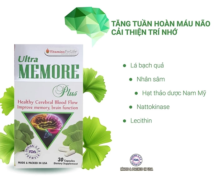 Ultra Memore Plus chứa các thành phần tự nhiên, an toàn cho sức khỏe.