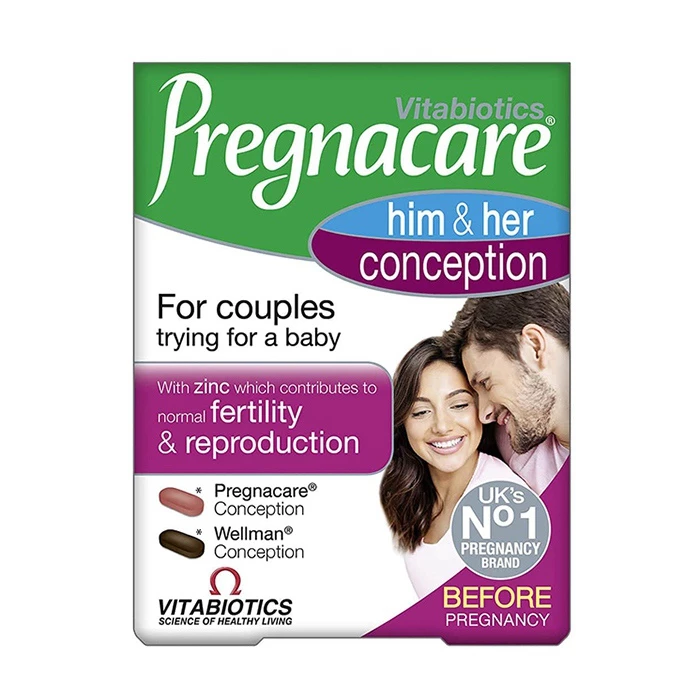 Pregnacare Him & Her Conception hỗ trợ sinh sản cho cả nam và nữ.