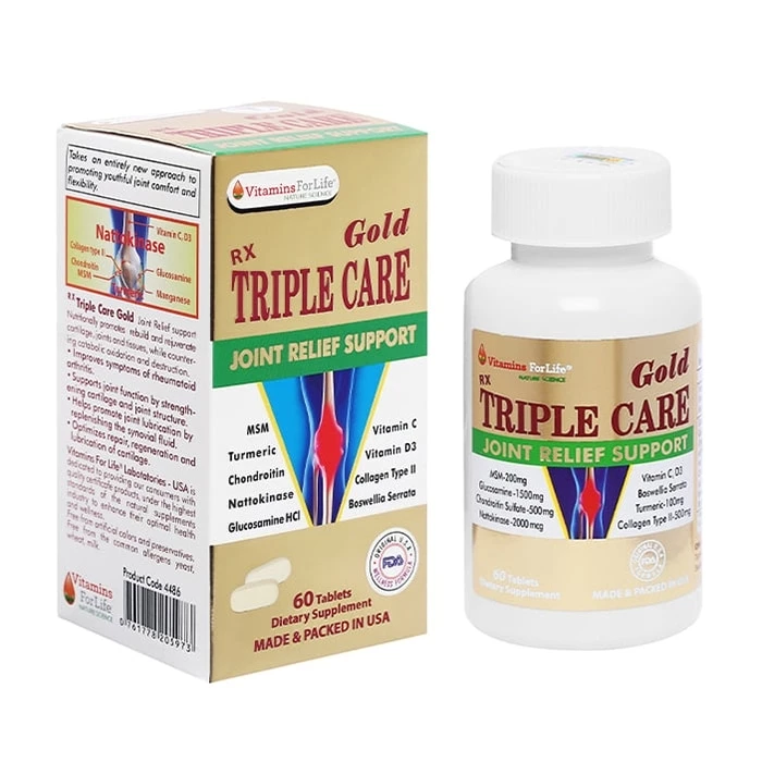 Triple Care Gold giúp tái tạo sụn khớp, tạo chất nhờn cho các cơ xương khớp.