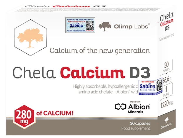 Canxi hữu cơ Chela Calcium D3 Olimp Labs giúp hệ xương chắc khỏe