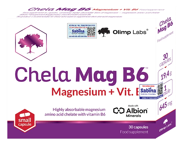 Chela Mag B6 Olimp Labs - Bổ sung magie, vitamin B6, hỗ trợ giảm mệt mỏi
