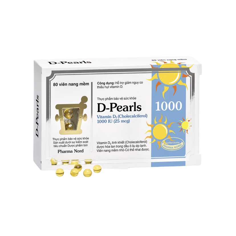Vitamin D3 Pharma Nord D-Pearls - Hỗ trợ răng, xương, cơ hệ thống miễn dịch