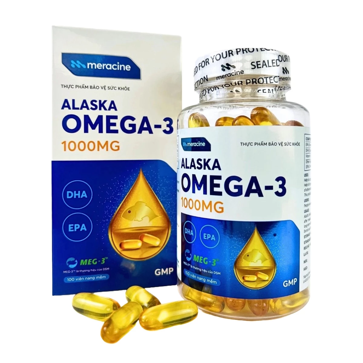 Alaska Omega 3 1000mg Meracine - Giúp cải thiện thị lực & giảm nguy cơ xơ vữa động mạch