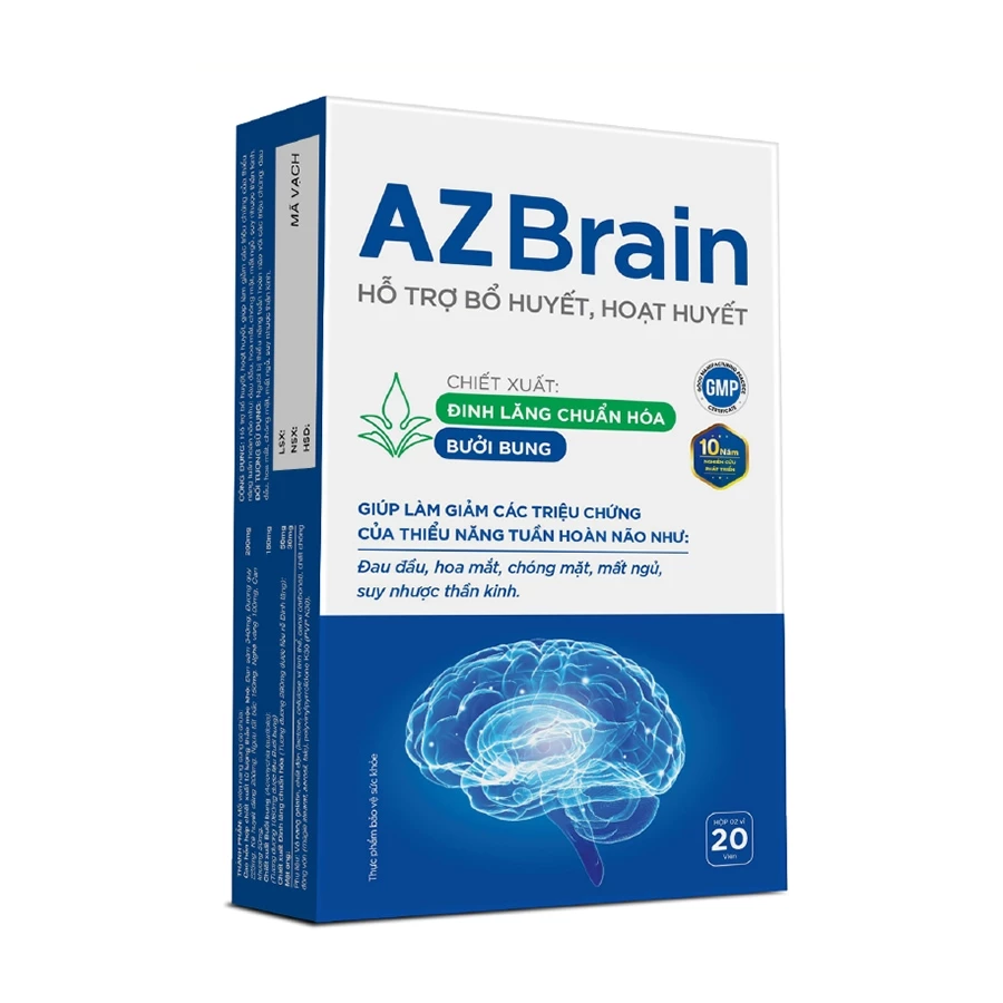 AZ Brain - Hỗ trợ hoạt huyết, giảm đau đầu, chóng mặt, mất ngủ