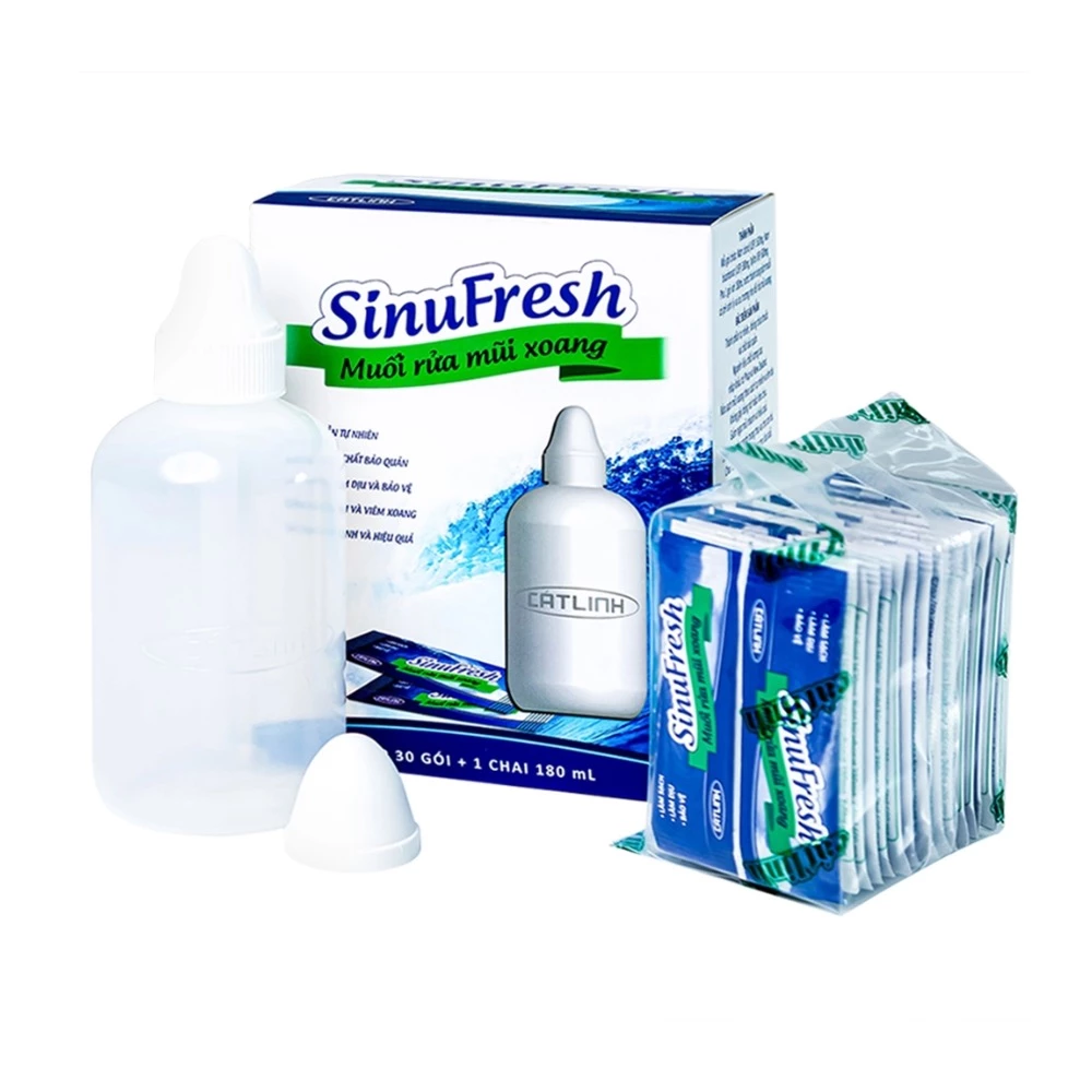 Bình rửa mũi Cát Linh SinuFresh kèm 30 gói muối