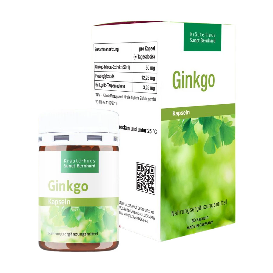 Ginkgo Kapseln Sanct Bernhard - Hỗ trợ hoạt huyết, tăng cường lưu thông máu lên não