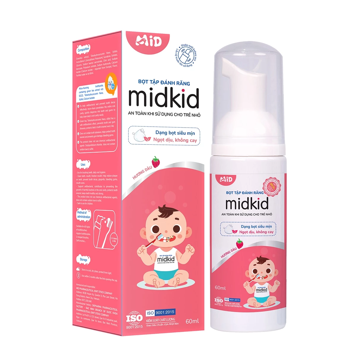 Bọt tập đánh răng Midkid - Ngọt dịu, không cay, an toàn cho trẻ nhỏ