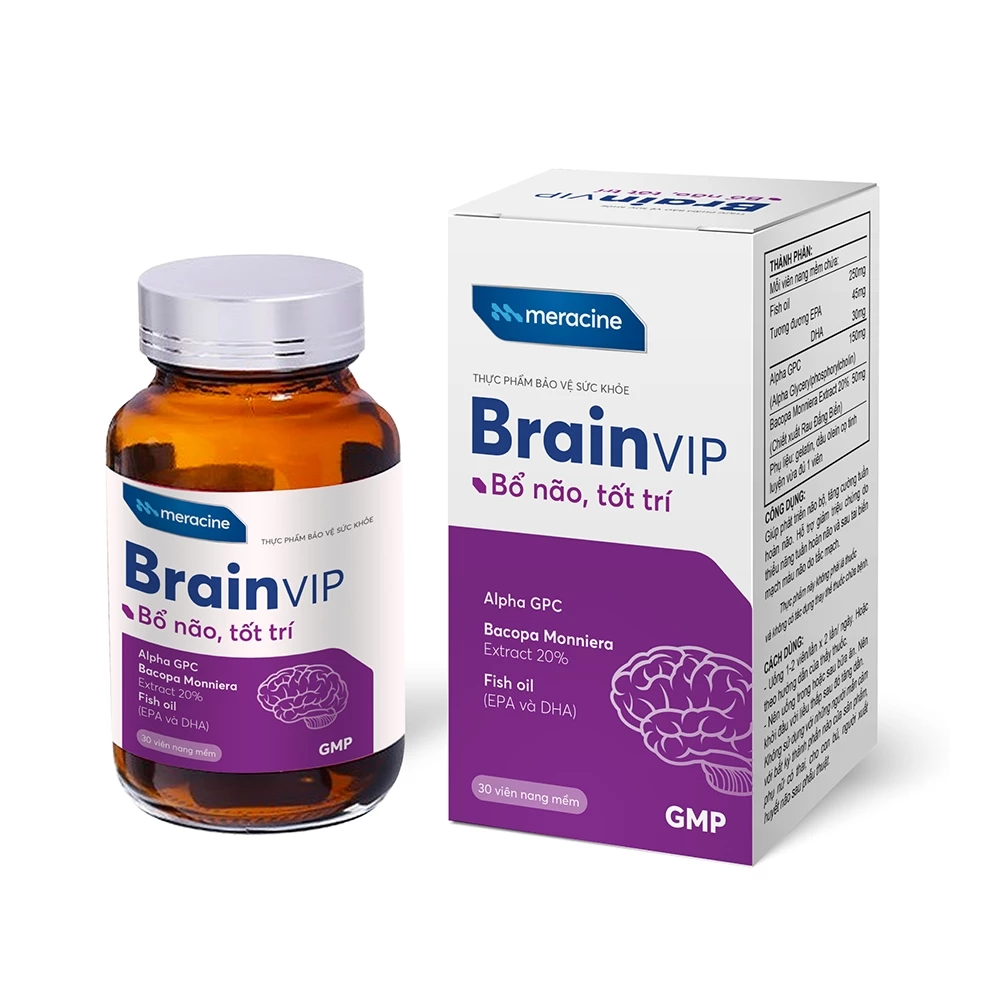 Brain Vip Meracine - Hỗ trợ bổ não, tăng cường trí nhớ, giảm mệt mỏi