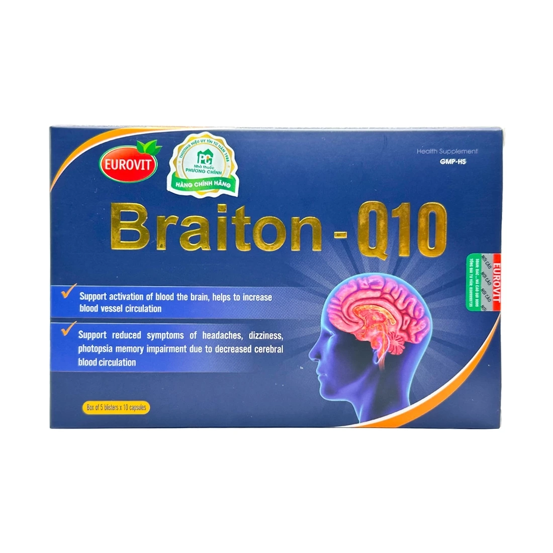 Braiton Q10 Eurovit - Hoạt huyết, tăng tuần hoàn não, tăng nuôi dưỡng não