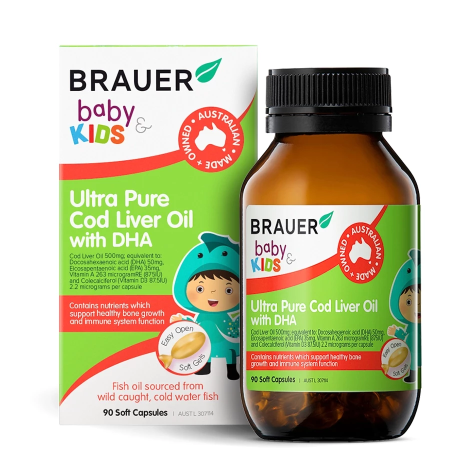 Dầu gan cá tuyết Brauer Baby Kids Ultra Pure Cod Liver Oil with DHA