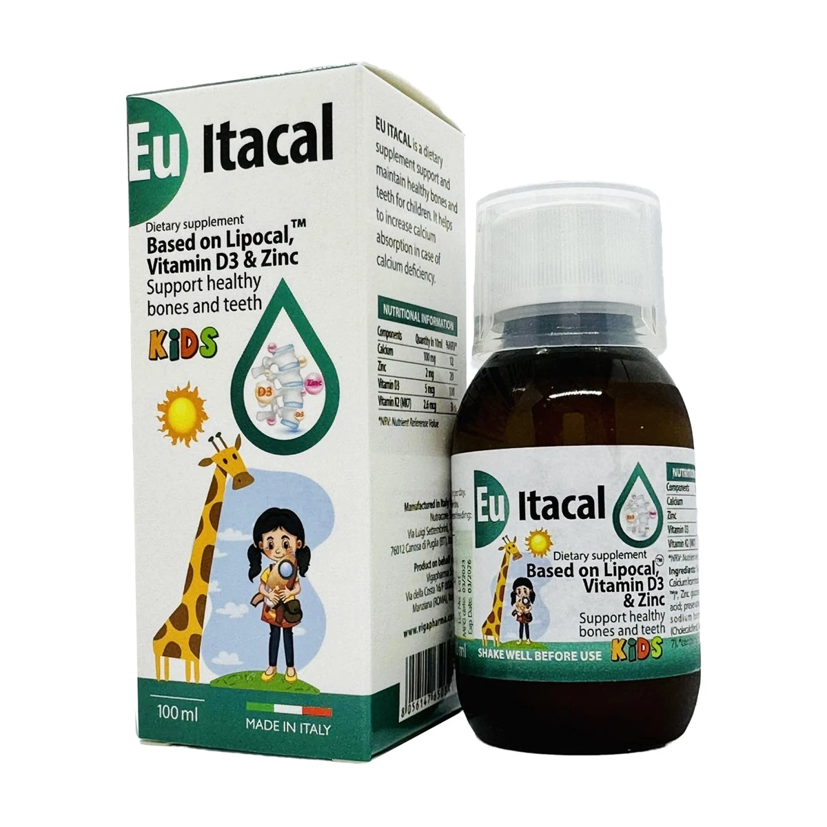 Eu Itacal - Bổ sung canxi sinh học, vitamin D3 K2 cho bé