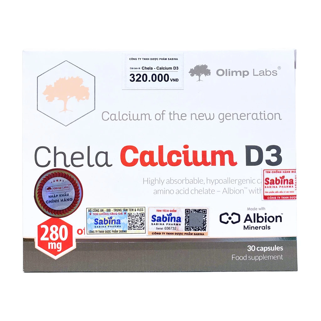 Canxi hữu cơ Chela Calcium D3 Olimp Labs giúp hệ xương chắc khỏe
