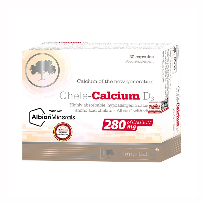 Canxi hữu cơ Chela Calcium D3 Olimp Labs giúp hệ xương chắc khỏe